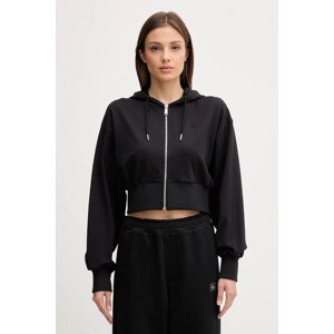 Dukserica Calvin Klein Jeans za žene, boja: crna, s kapuljačom, bez uzorka, LV047C247G