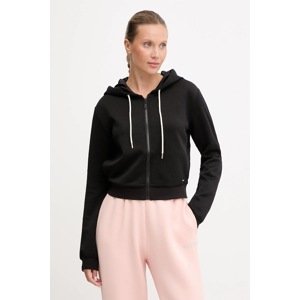 Dukserica Guess PEONY za žene, boja: crna, s kapuljačom, bez uzorka, V5YQ06 KBSL2