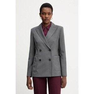 Vuneni sako Weekend Max Mara ORNATI boja: siva, kopčanje u dva reda, bez uzorka, 2525046012600