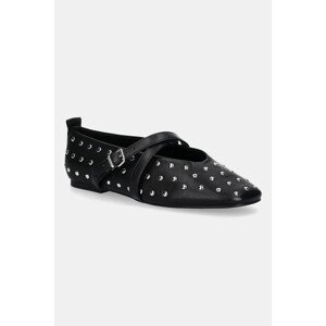 Kožne balerinke Tommy Jeans MARYJANE STUDDED BALLERINA boja: crna, EN0EN02886