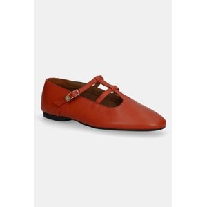 Kožne balerinke Tommy Hilfiger SMOOTH LEATHER T-BAR BALLERINA boja: narančasta, FW0FW09153