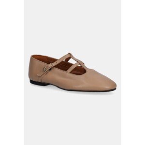 Kožne balerinke Tommy Hilfiger SMOOTH LEATHER T-BAR BALLERINA boja: bež, FW0FW09153