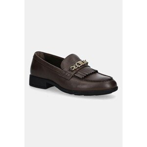 Kožne mokasinke Tommy Hilfiger TH CHAIN FRINGE LEATHER LOAFER boja: smeđa, ravni potplat, FW0FW08971