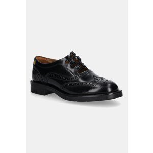 Kožne cipele Tommy Hilfiger BROGUE LEATHER CUT-OUT SHOE boja: crna, ravni potplat, FW0FW08842