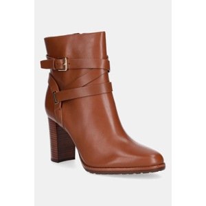 Kožne gležnjače Lauren Ralph Lauren Cllns Bt Hl boja: smeđa, s debelom potpeticom, 802974385001