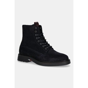 Čizme od brušene kože Tommy Hilfiger COMFORT LWT SDE BOOT boja: tamno plava, FM0FM05594
