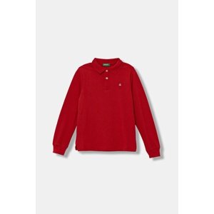 Dječja pamučna majica dugih rukava United Colors of Benetton boja: crvena, bez uzorka, 3089C300Z