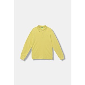 Dječja pamučna majica dugih rukava United Colors of Benetton boja: zelena, bez uzorka, 3089C300Z