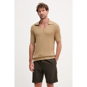 Polo majica s dodatkom lana Frescobol Carioca boja: zelena, bez uzorka, 2420.843