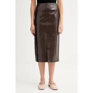 Suknja ISABELLE BLANCHE boja: smeđa, midi, ravna, IS25FW-G028-T006