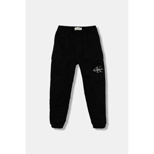 Dječje hlače Calvin Klein Jeans boja: crna, s aplikacijom, IB0IB02597