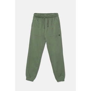 Dječji pamučni donji dio trenirke United Colors of Benetton boja: zelena, bez uzorka, 3NBMCF06N