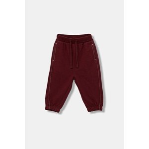 Dječji pamučni donji dio trenirke United Colors of Benetton boja: bordo, bez uzorka, 3NBMGF053