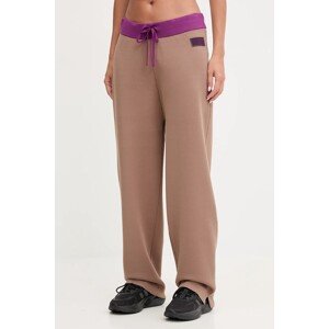Hlače EA7 Emporio Armani boja: smeđa, široke, visoki struk, AF18425.7X000385