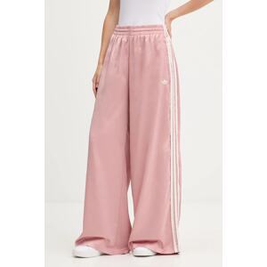 Donji dio trenirke adidas Originals Wide Leg Pants boja: ružičasta, bez uzorka, KC8815