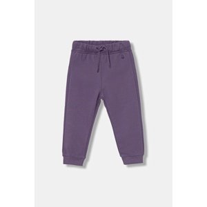 Dječji pamučni donji dio trenirke United Colors of Benetton boja: ljubičasta, bez uzorka, 3J70GF01N