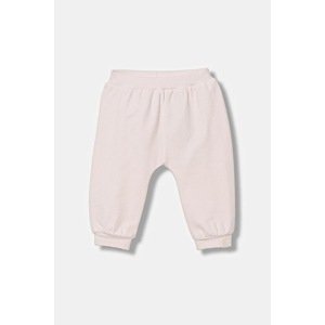 Donji dio trenirke za bebe United Colors of Benetton boja: ružičasta, bez uzorka, 3MDSAF02C