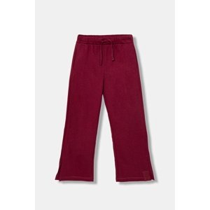 Dječji pamučni donji dio trenirke United Colors of Benetton boja: bordo, bez uzorka, 3NBMCF06K