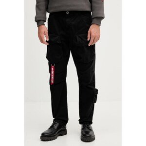 Pamučne hlače Alpha Industries boja: crna, cargo kroj, 148207.03