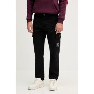 Hlače Alpha Industries boja: crna, cargo kroj, 178207.03