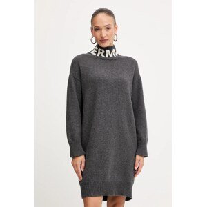 Vunena haljina Ermanno Scervino boja: siva, mini, oversize, 57TQ026EO1