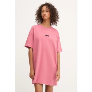 Pamučna haljina Vans boja: ružičasta, mini, oversize, VN0A4RU2ZRY1