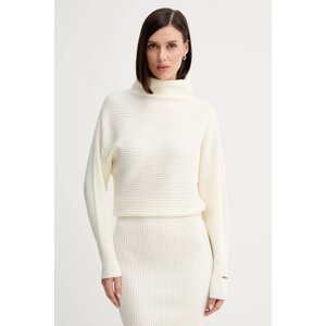 Vunena haljina Twinset boja: bež, mini, uski kroj, 252LI3QAA