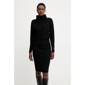 Vunena haljina Twinset boja: crna, mini, uski kroj, 252LI3QAA