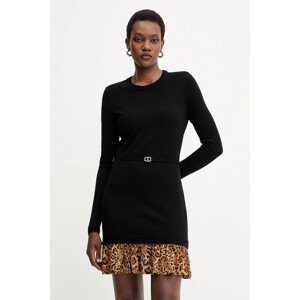 Haljina Twinset boja: crna, mini, ravna, 252TP3153