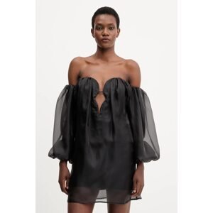 Haljina Bardot boja: crna, mini, uski kroj, 59968DB