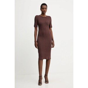 Haljina Herve Leger Alina boja: smeđa, mini, uski kroj, DCR8524107