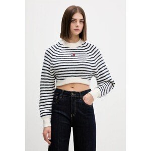 Pulover s dodatkom vune Tommy Jeans boja: bijela, DW0DW21677