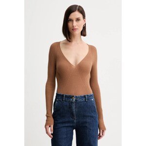 Vuneni pulover Twinset boja: smeđa, lagane, 252TT3110