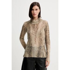 Vuneni pulover Twinset boja: bež, lagane, s dolčevitom, 252TT3490