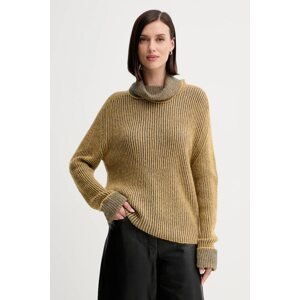 Vuneni pulover Twinset boja: žuta, lagane, s dolčevitom, 252TF3010