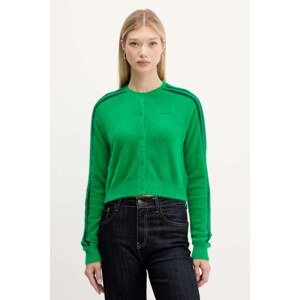 Kardigan adidas Originals Fluffy Cardigan boja: zelena, lagane, JW5177
