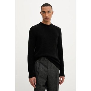 Vuneni pulover BARENA VENEZIA Knitwear Mareselo za muškarce, boja: crna, s poludolčevitom, KNU5294.509