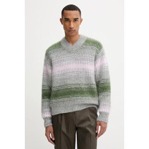 Vuneni pulover Kenzo za muškarce, boja: siva, tople, FF65PU7423CG