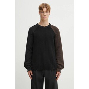 Vuneni pulover MM6 Maison Margiela za muškarce, boja: crna, SH2HL0028.M13160.961