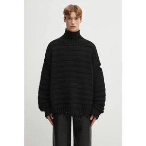 Vuneni pulover MM6 Maison Margiela za muškarce, boja: crna, s dolčevitom, SH0HA0004.M13040.900