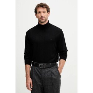 Vuneni pulover Calvin Klein za muškarce, boja: crna, lagane, s dolčevitom, LV04LD317G