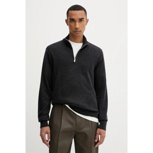 Vuneni pulover Calvin Klein za muškarce, boja: siva, lagane, s poludolčevitom, LV04LD318G