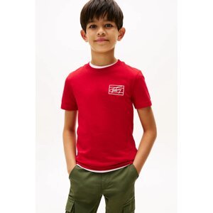 Dječja pamučna majica kratkih rukava Tommy Hilfiger boja: crvena, s tiskom, KB0KB09932