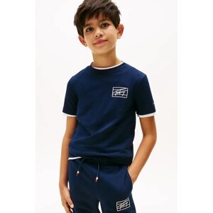 Dječja pamučna majica kratkih rukava Tommy Hilfiger boja: tamno plava, s tiskom, KB0KB09932