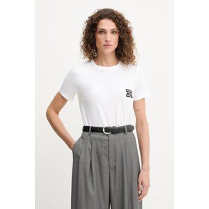 Pamučna majica Ermanno Scervino za žene, boja: bijela, 57TL010EE0