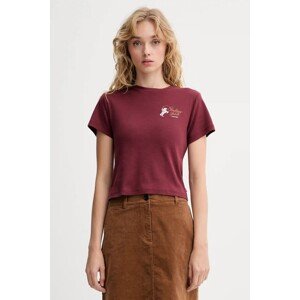 Pamučna majica Levi's za žene, boja: bordo, A8798
