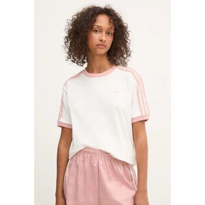 Majica kratkih rukava adidas Originals Ruffle 3S Tee za žene, boja: bijela, KC8821
