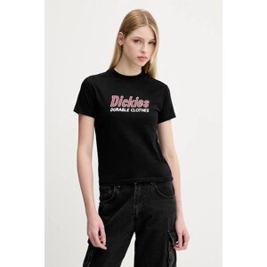 Pamučna majica Dickies za žene, boja: crna, DK0A87Q5