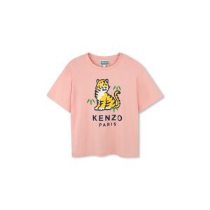 Dječja pamučna majica kratkih rukava Kenzo Kids boja: ružičasta, K61379