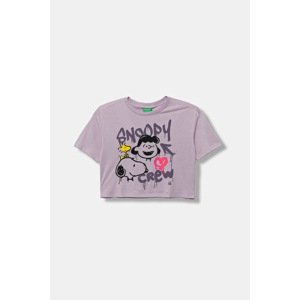 Dječja pamučna majica kratkih rukava United Colors of Benetton boja: ljubičasta, 3X1SC10PT